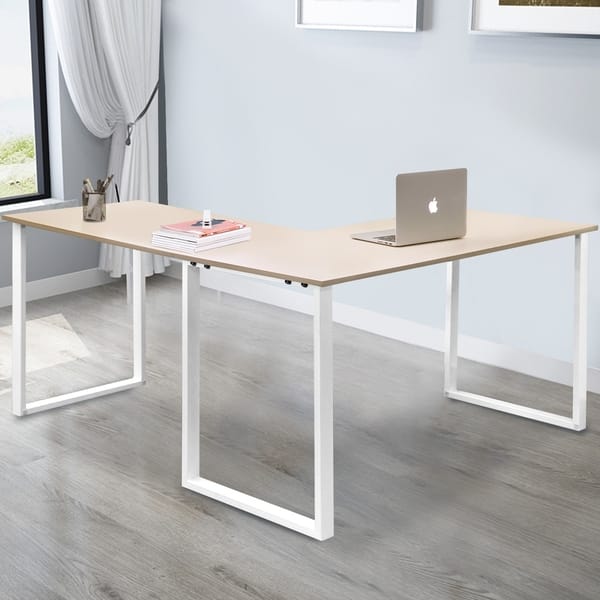 Shop Modernluxe 59 L Shaped Desk With Metal Legs Office Desk