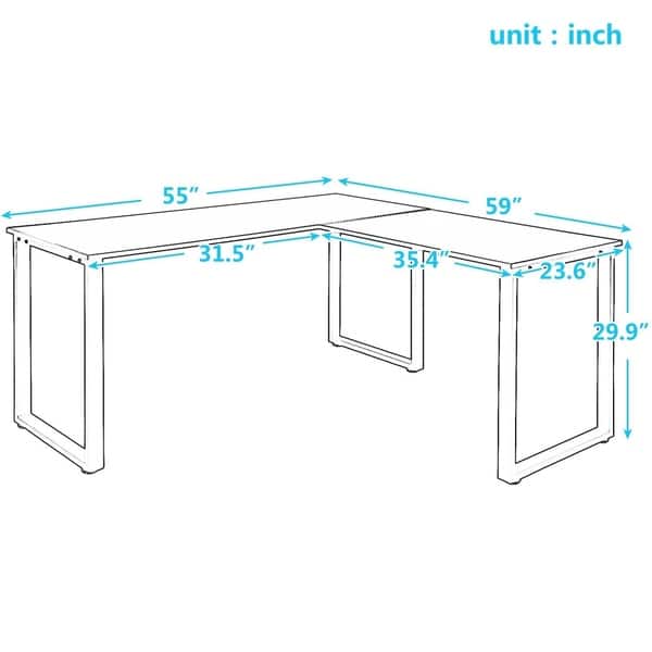 Modernluxe 59 L Shaped Desk With Metal Legs Office Desk Corner Computer Desk Pc Laptop Table Workstation Overstock 23140056