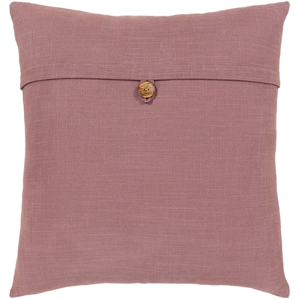 Demetra Traditional Button Mauve Throw Pillow Cover 18-inch