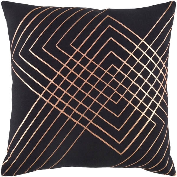 Decorative Rosa Black 22-inch Throw Pillow Cover