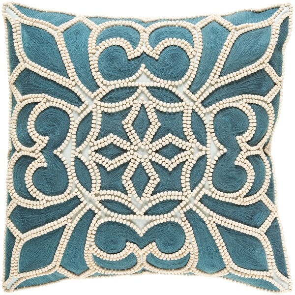 Decorative Soham Teal Blue 18-inch Throw Pillow Cover