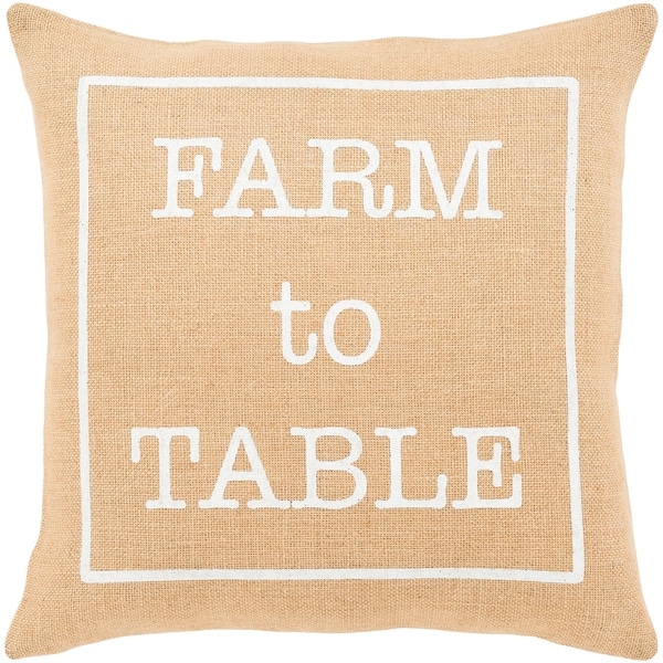 Santiago Wheat Modern Farmhouse Throw Pillow Cover (18" x 18")