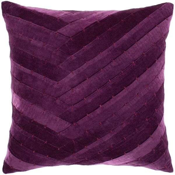 Evangeline Purple Stitched Velvet Throw Pillow Cover (22" x 22")