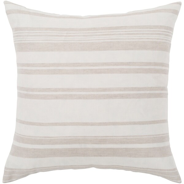 Lawson Ivory & Beige Striped Poly Fill Throw Pillow (20" x 20")
