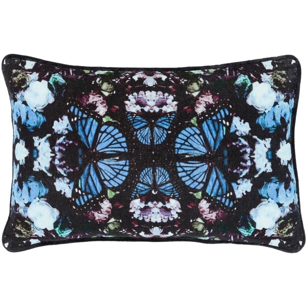 Gracelyn Blue Velvet Boho Kaleidoscope Feather Down Throw Pillow (13" x 19")