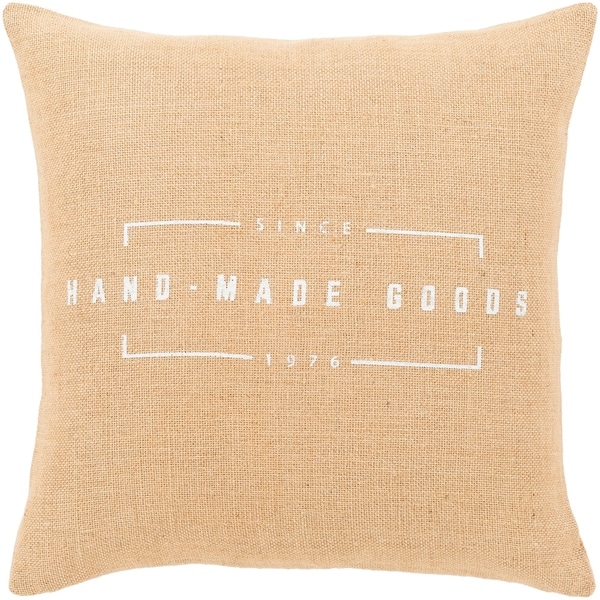 Karson Wheat Modern Farmhouse Feather Down Throw Pillow (22" x 22")