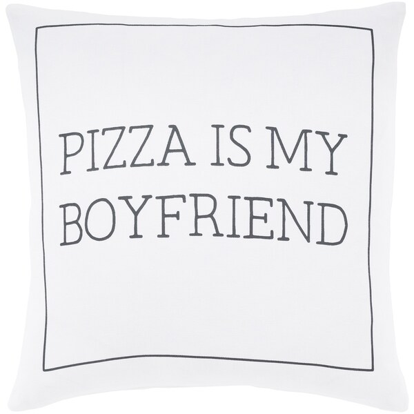 Pielife White "Pizza" Feather Down Throw Pillow (20" x 20")