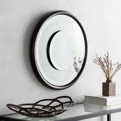 Aniyah Antiqued Round Wall Mirror - 25.6" x 25.6"