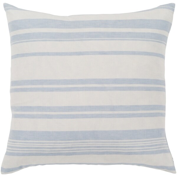 Lawson Blue & White Striped Feather Down Throw Pillow (18" x 18")