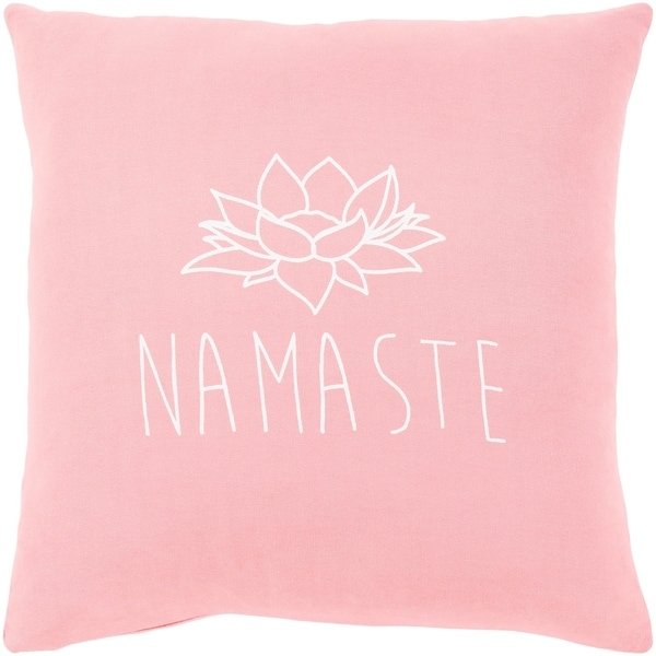 Blessed Pink "Namaste" Feather Down Throw Pillow (22" x 22")