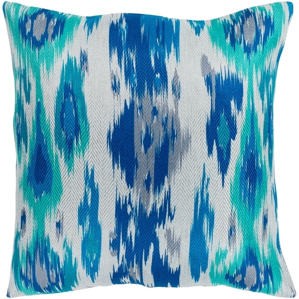 Makayla Navy & Emerald Bohemian Ikat Poly Fill Throw Pillow (18" x 18")