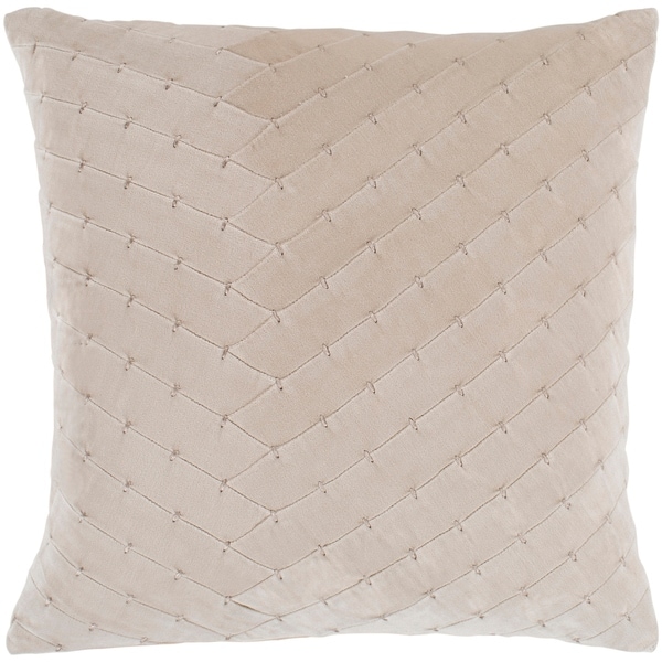 Evangeline Khaki Stitched Velvet Poly Fill Throw Pillow (18" x 18")