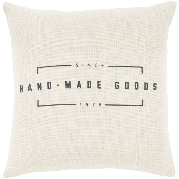 Karson Cream Modern Farmhouse Feather Down Throw Pillow (18" x 18")