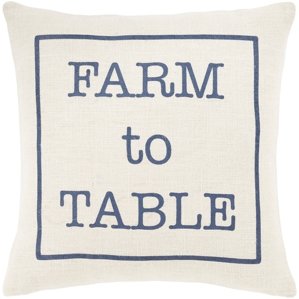 Santiago Cream & Navy Modern Farmhouse Throw Pillow Cover (18" x 18")