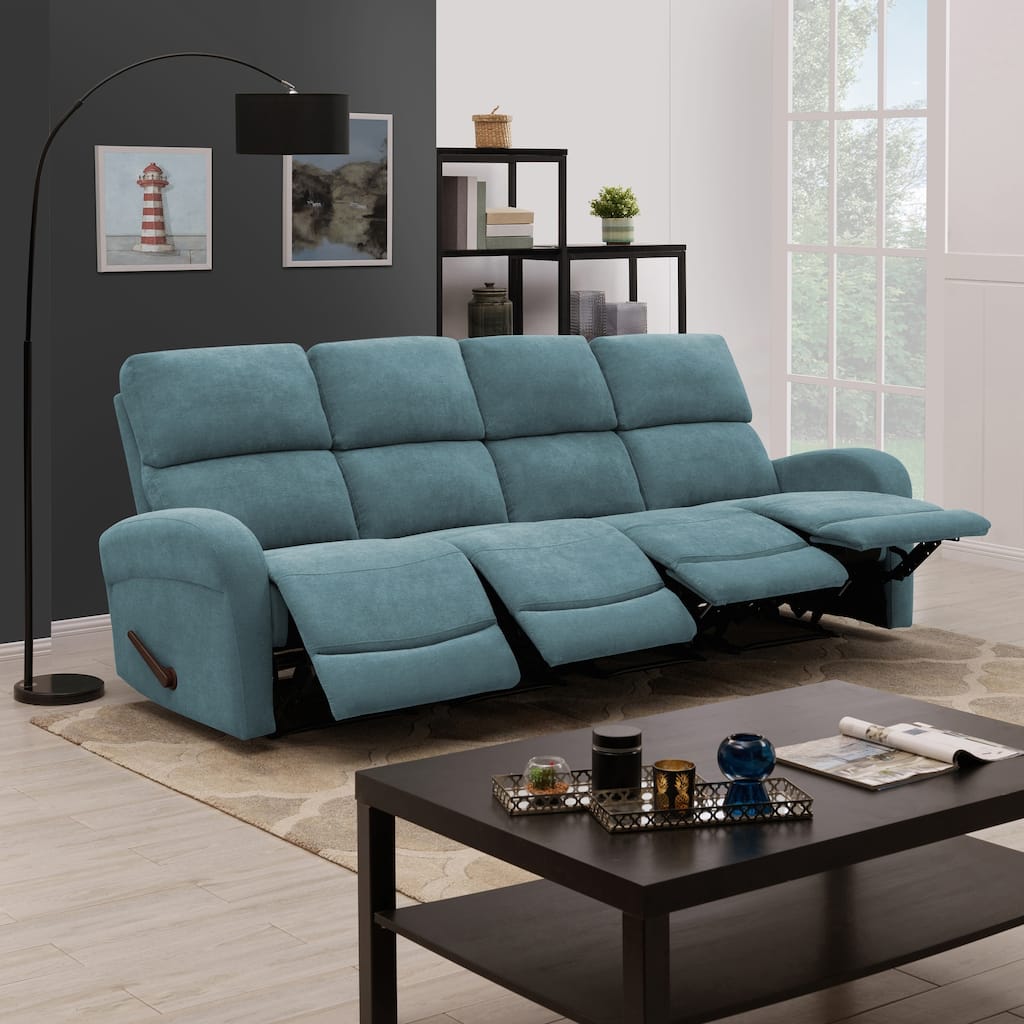 Copper Grove Herentals Medium Blue Chenille 4-seat Recliner Sofa
