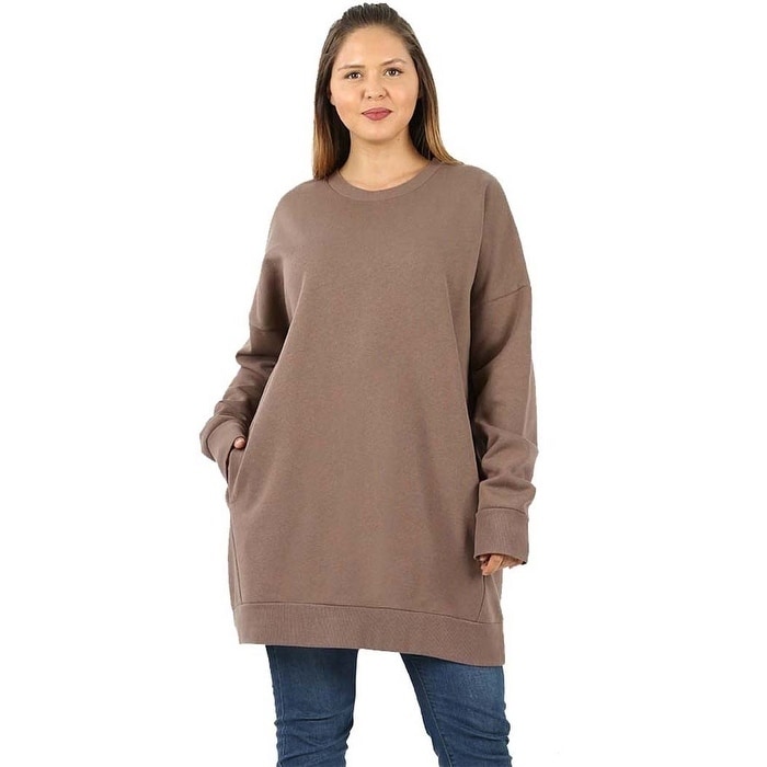 Shop JED Women's Plus Size Crewneck Extra Long Pull-Over Tunic ...