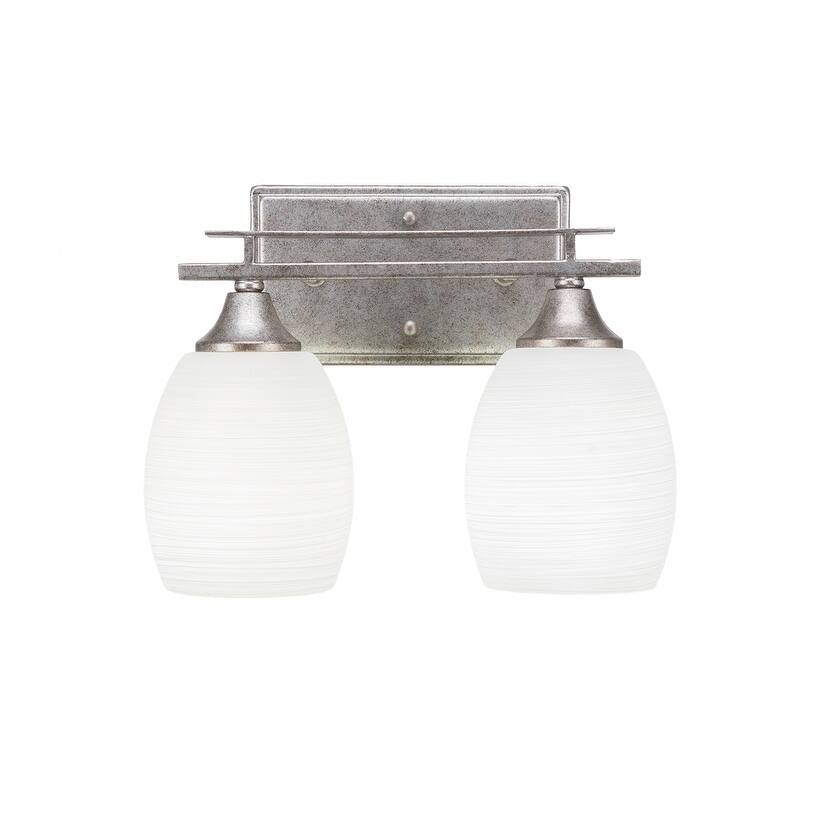 Uptowne 2 Light Bath Bar Shown In Aged Silver Finish With 5" White Linen Glass - aged silver