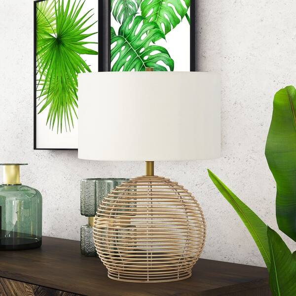 Shop Bryn Modern Coastal Table Lamp in Rattan Free Shipping Today