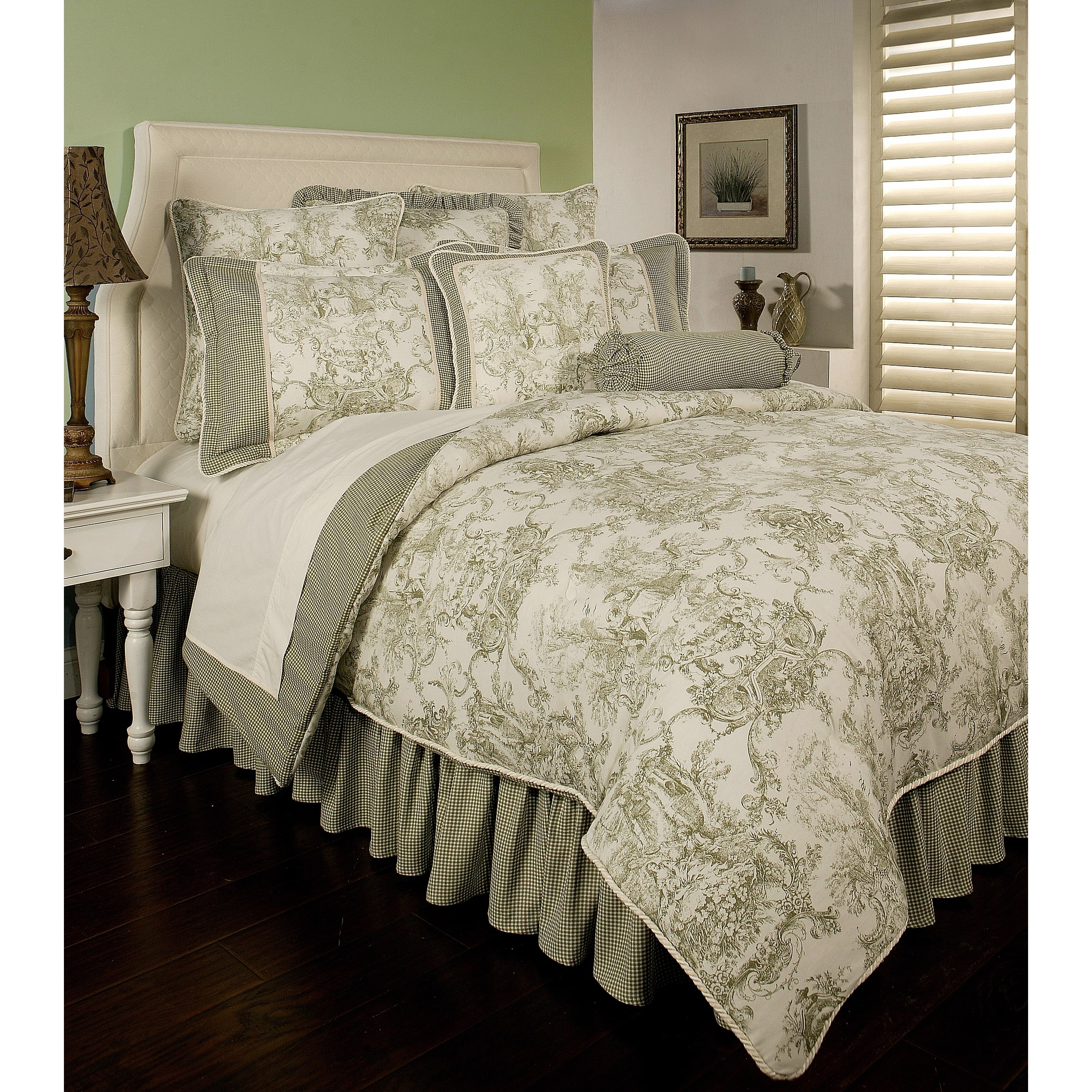 Shop Pchf Country Toile Sage 3 Piece Duvet Set Overstock