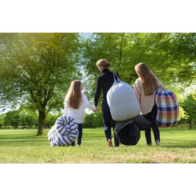 Plaid and Velvet Crash Pad, a throw bed - 75x33 - Blue/Green/Red