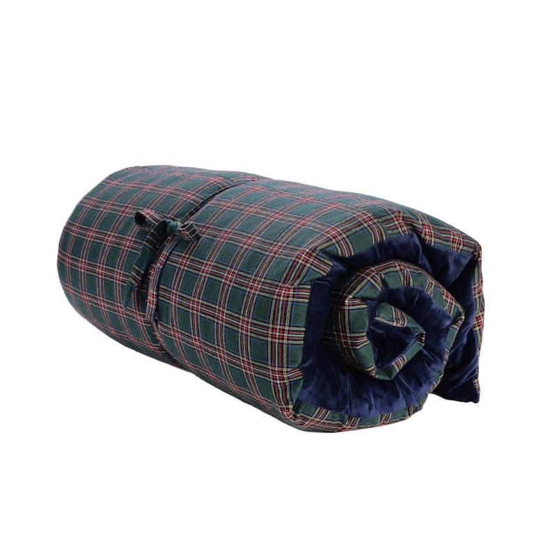 Plaid and Velvet Crash Pad, a throw bed