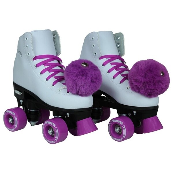 Purple Girls Indoor Outdoor Quad Pom Pom Roller Skates Bundle Epic Princess Lt 