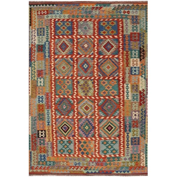 Handmade Vegetable Dye Kilim Wool Rug (Afghanistan) - 6'9 x 10'