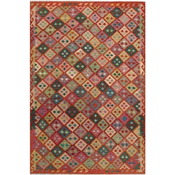 Handmade Vegetable Dye Kilim Wool Rug (Afghanistan) - 6'6 x 9'7
