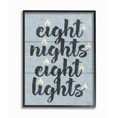 The Stupell Home Décor Collection Hanukkah Eight Nights Eight Lights Framed Art, Proudly Made in USA - Multi-color