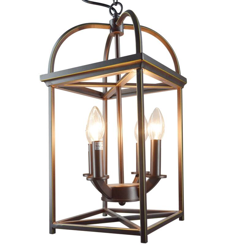 BTExpert Antique Metal Piedmont Foyer Lantern Chandelier, Bronze Gold