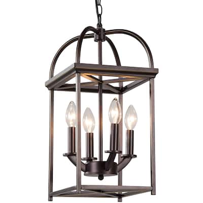 BTExpert Antique Metal Piedmont Foyer Lantern Chandelier, Bronze Gold