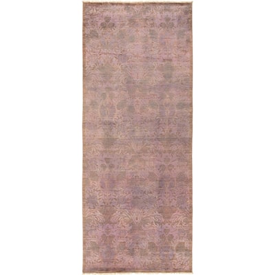 Colorful, One-of-a-Kind Hand-Knotted Runner - Brown, 4' 2" x 10' 2" - 4 x 10