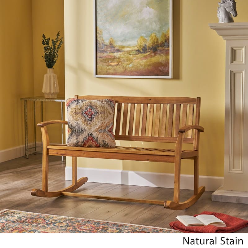 Amina Acacia Wood Patio Glider by Christopher Knight Home