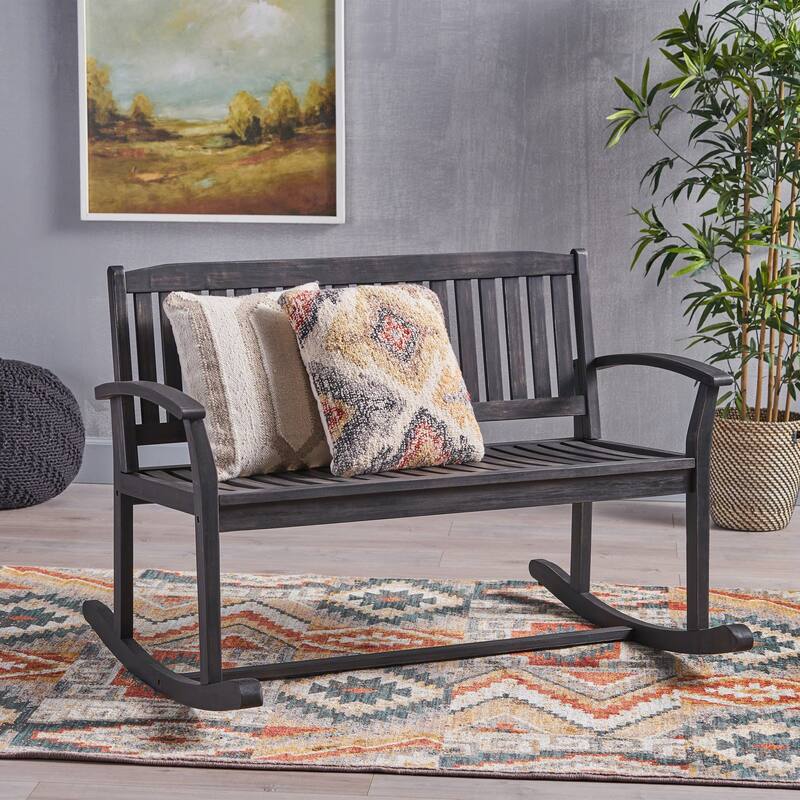 Amina Acacia Wood Patio Glider by Christopher Knight Home