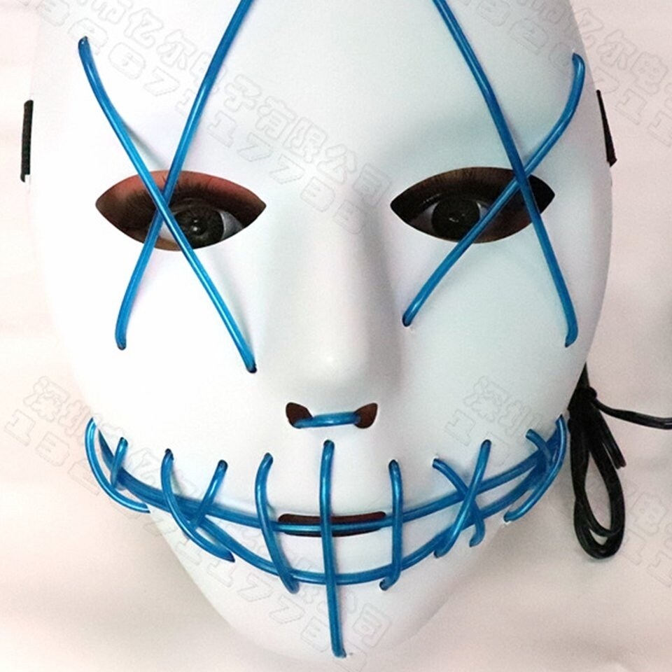 Halloween LED Mask Light Up Mask Stitched Cosplay Costume Mask Scary Horror Mask for Halloween Festival Party