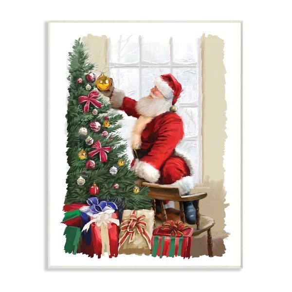 the stupell home dcor collection holiday santa decorating christmas tree with gifts wall plaque art - Decorated Christmas Trees For Sale the stupell home dcor collection holiday santa decorating christmas tree with gifts wall plaque art - Decorated Christmas Trees For Sale