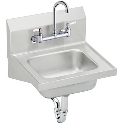 Elkay 16-3/4" x 15-1/2" x 13", Single Bowl Wall Hung Handwash Sink Kit CHS1716C Stainless Steel