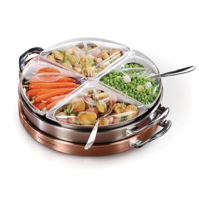 HomeCraft LSB3 Electric 3-in-1 Copper Stainless Steel Lazy Susan Buffet - 4 qt.