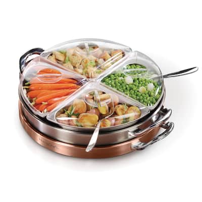 HomeCraft LSB3 Electric 3-in-1 Copper Stainless Steel Lazy Susan Buffet - 4 qt.