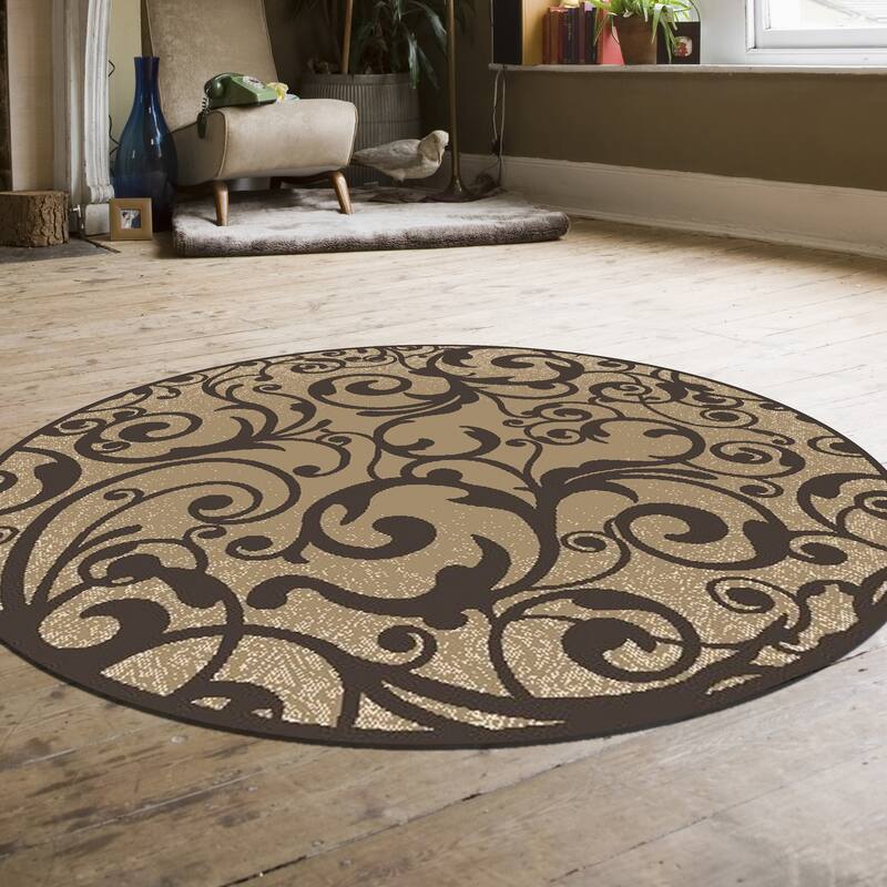 Admire Home Living Plaza Contemporary Scroll Pattern Area Rug