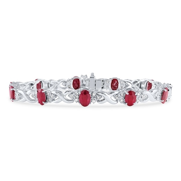 14k White Gold Diamond And Ruby Bracelet Free Shipping Today 14k White Gold Diamond And Ruby Bracelet