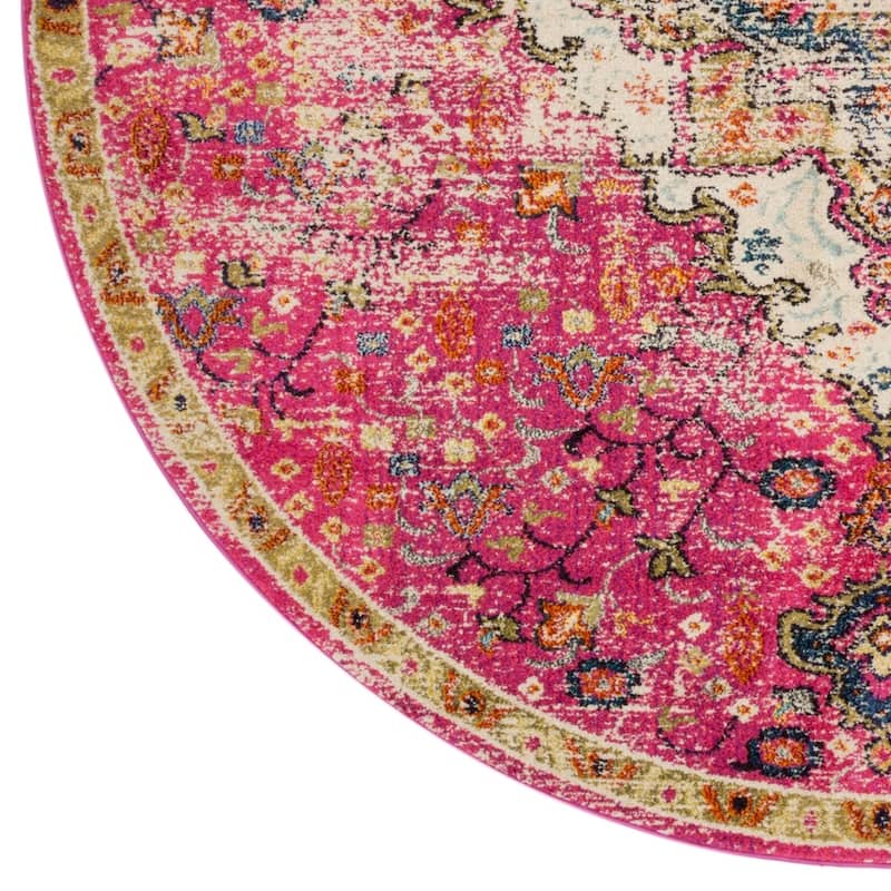 Alexander Home Vintage Boho Floral Medallion Distressed Area Rug
