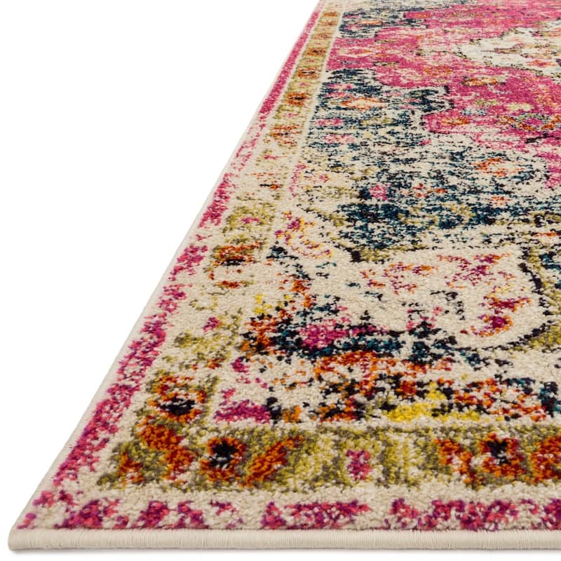 Alexander Home Vintage Boho Floral Medallion Distressed Area Rug