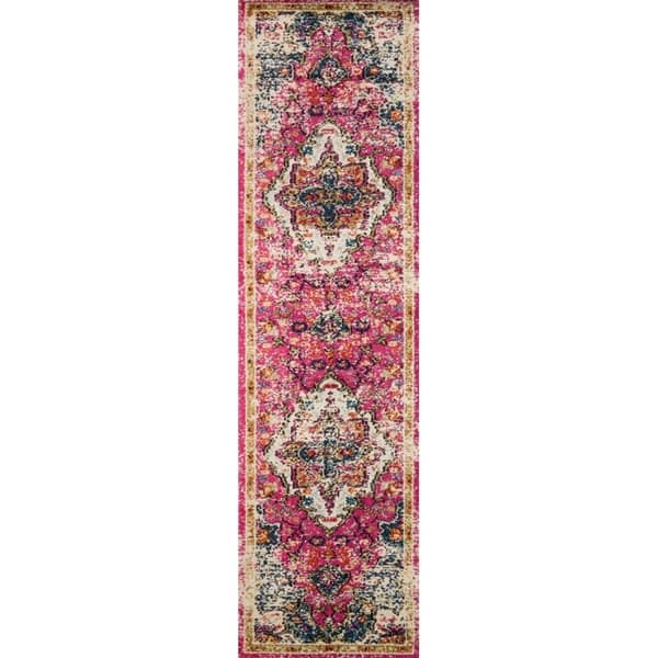 Alexander Home Vintage Boho Floral Medallion Distressed Area Rug