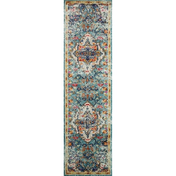 Vintage Bohemian Blue/ Multi Floral Medallion Distressed Runner Rug - 2'2" x 8' Runner