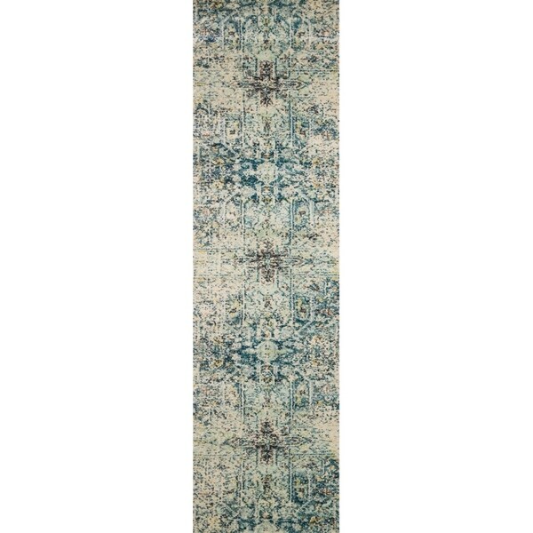 Vintage Bohemian Aqua Blue Multi Medallion Distressed Runner Rug - 2'2" x 8' Runner