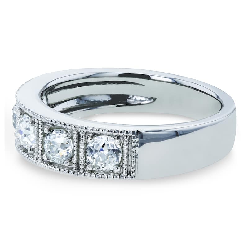 Kobelli 0.8 Carats Natural Diamond 14k Solid Gold Milgrain Framed Five Stone Vintage Style Wedding Ring (5mm)
