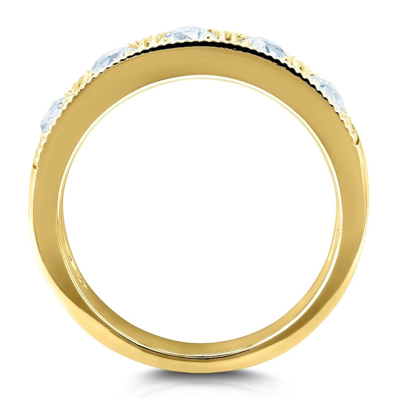Kobelli 0.8 Carats Natural Diamond 14k Solid Gold Milgrain Framed Five Stone Vintage Style Wedding Ring (5mm)