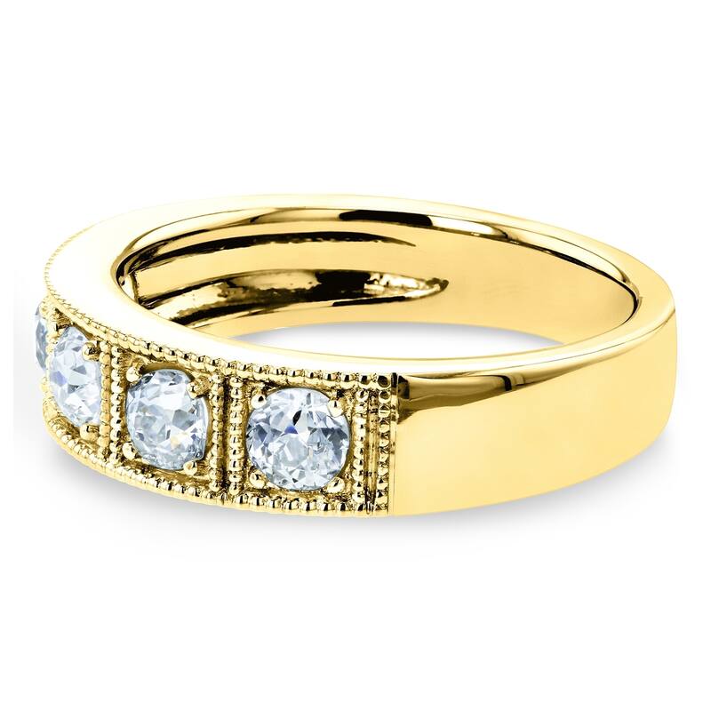 Kobelli 0.8 Carats Natural Diamond 14k Solid Gold Milgrain Framed Five Stone Vintage Style Wedding Ring (5mm)