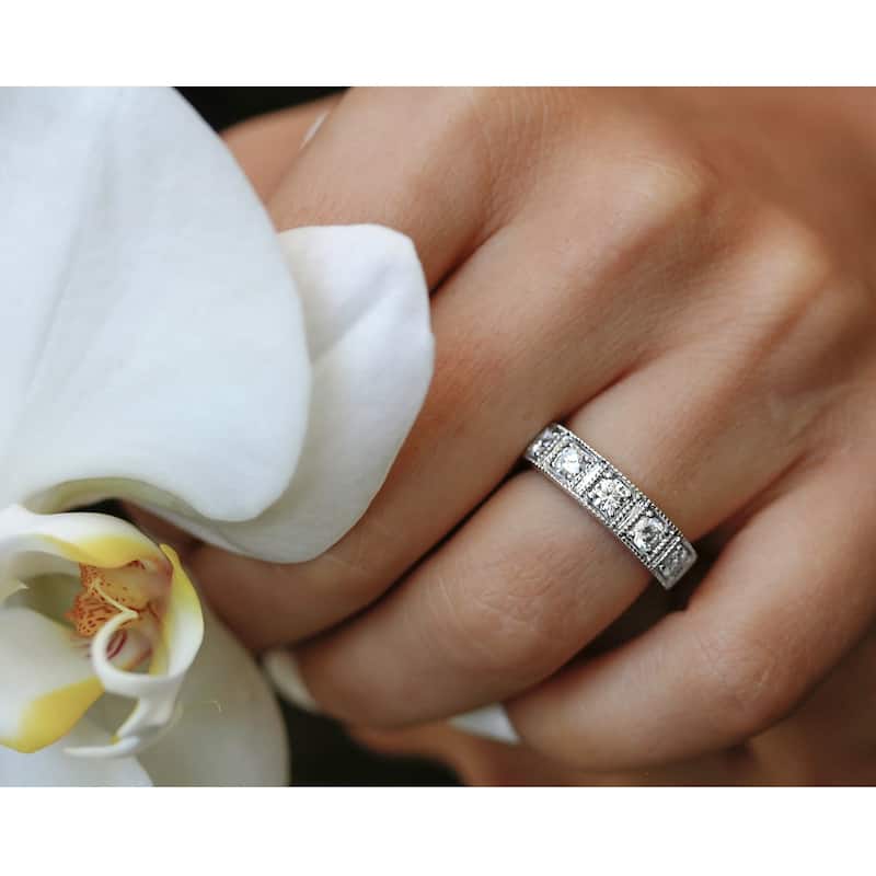 Kobelli 0.8 Carats Natural Diamond 14k Solid Gold Milgrain Framed Five Stone Vintage Style Wedding Ring (5mm)